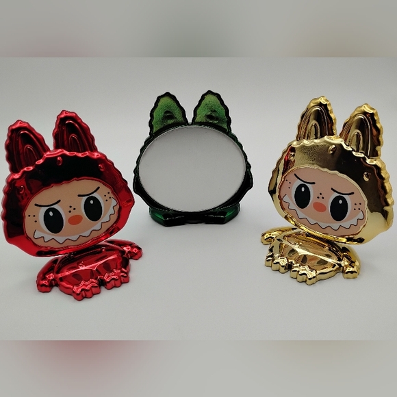 Labubu Accessories - (3)Labubu Red, Green, & Gold Phone Stand/Mirror Turns 360° Very Durable